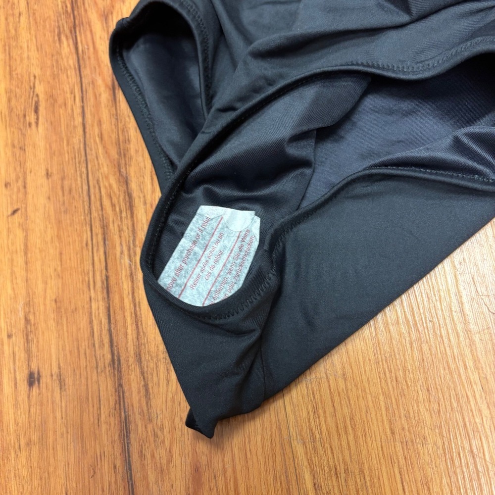 Lands End Black Ruched One Piece Tummy Control Swimsuit Size 2 Square Neck NWT - Picture 3 of 8